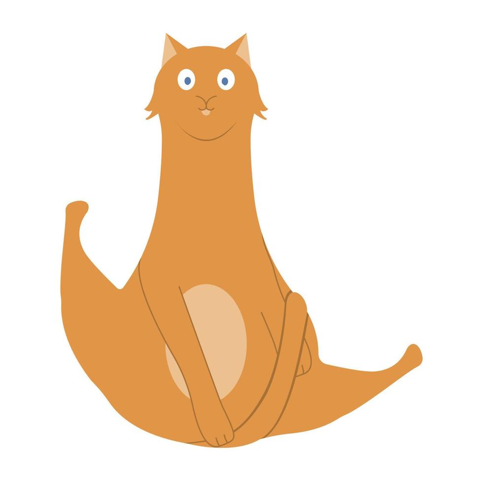 Cat washes himself and interrupting looks surprised. Cartoon. Vector illustration