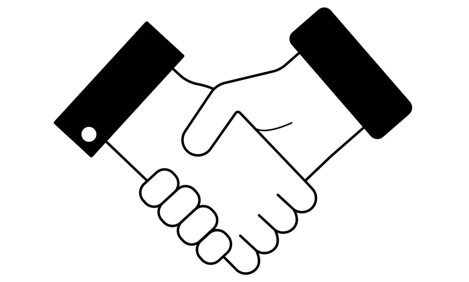 Hand drawn handshake. Gesture of cooperation and agreement. Reaching agreement in business. Doodle sketch. Vector illustration