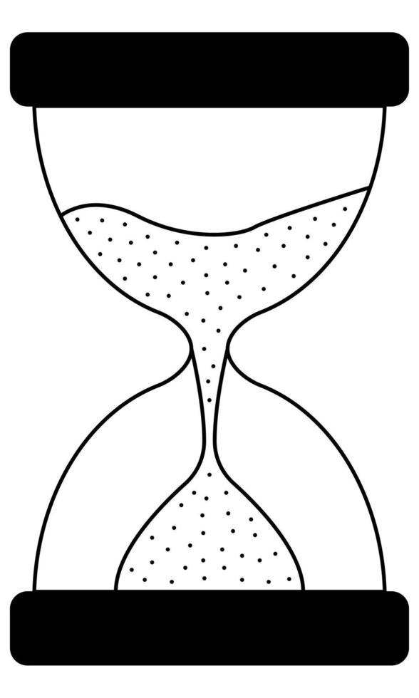 Hand drawn hourglass. Device for measuring time intervals. Doodle style. Vector illustration