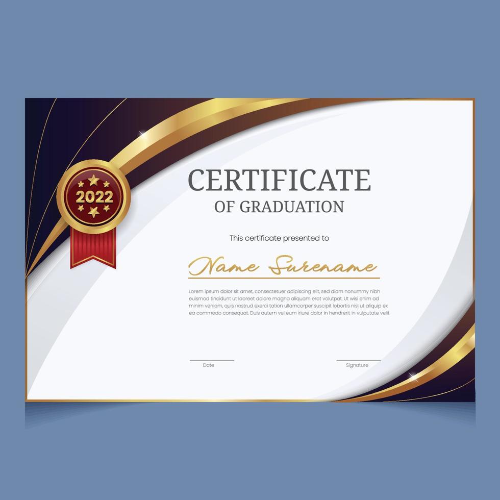 Luxurious Certificate of Graduation vector