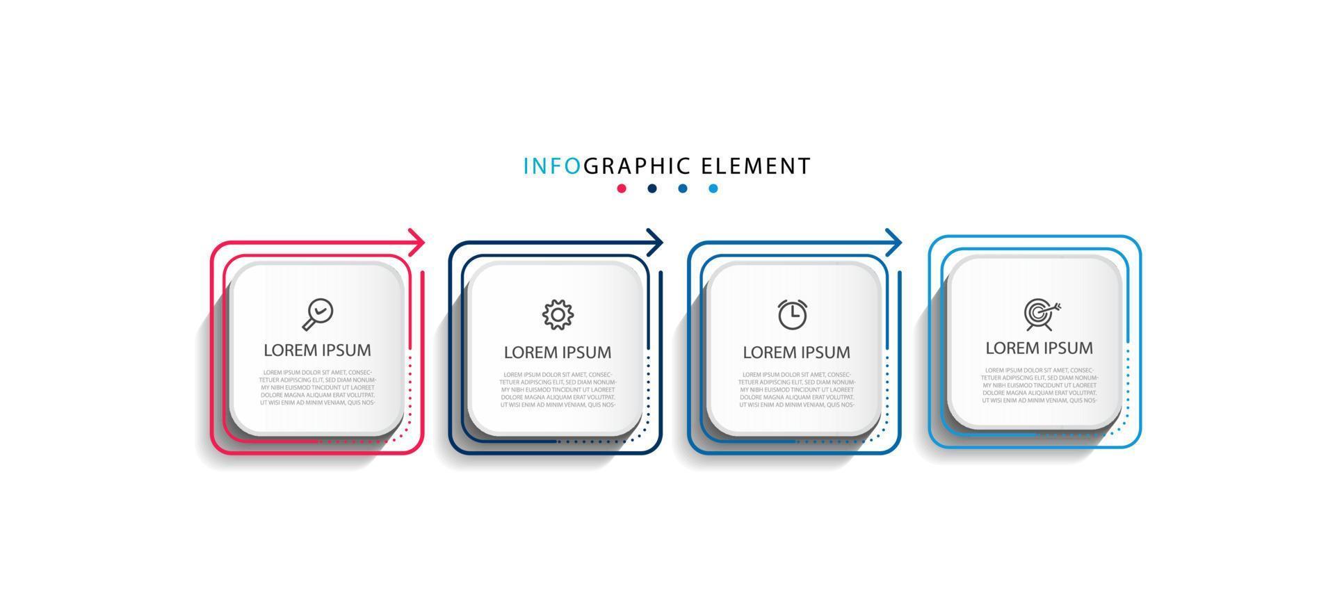 Infographic vector design template with icons and 4 options or steps. Can be used for process diagram, presentations, workflow layout, banner, flow chart. Eps10