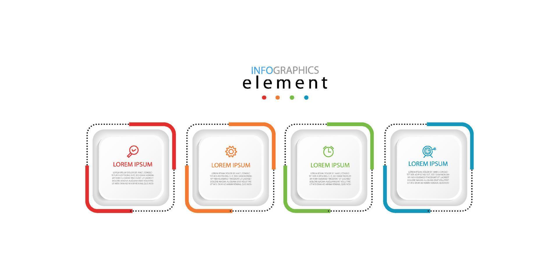 Infographic vector design template with icons and 4 options or steps. Can be used for process diagram, presentations, workflow layout, banner, flow chart. Eps10