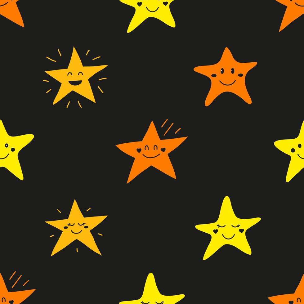 Seamless pattern with doodle colorful happy stars. vector