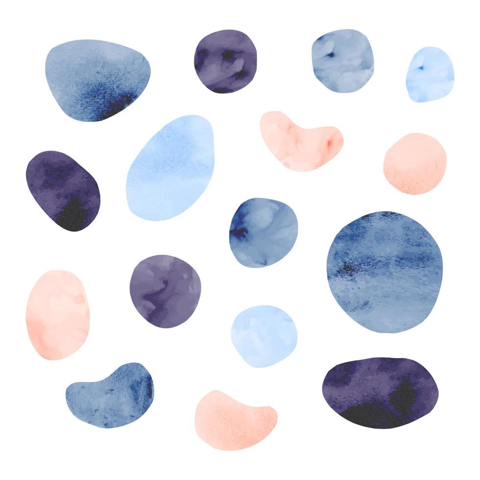 Abstract doodle oval shapes with hand painted watercolor texture. Suitable for brochures, wall decor, postcards, newsletter, covers in modern scandinavian style. vector