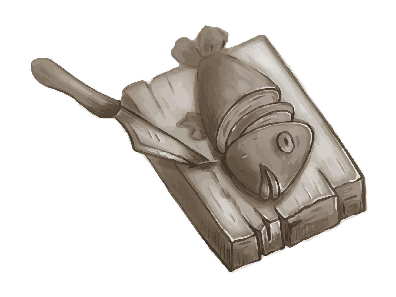 Butchered fish on a board vector