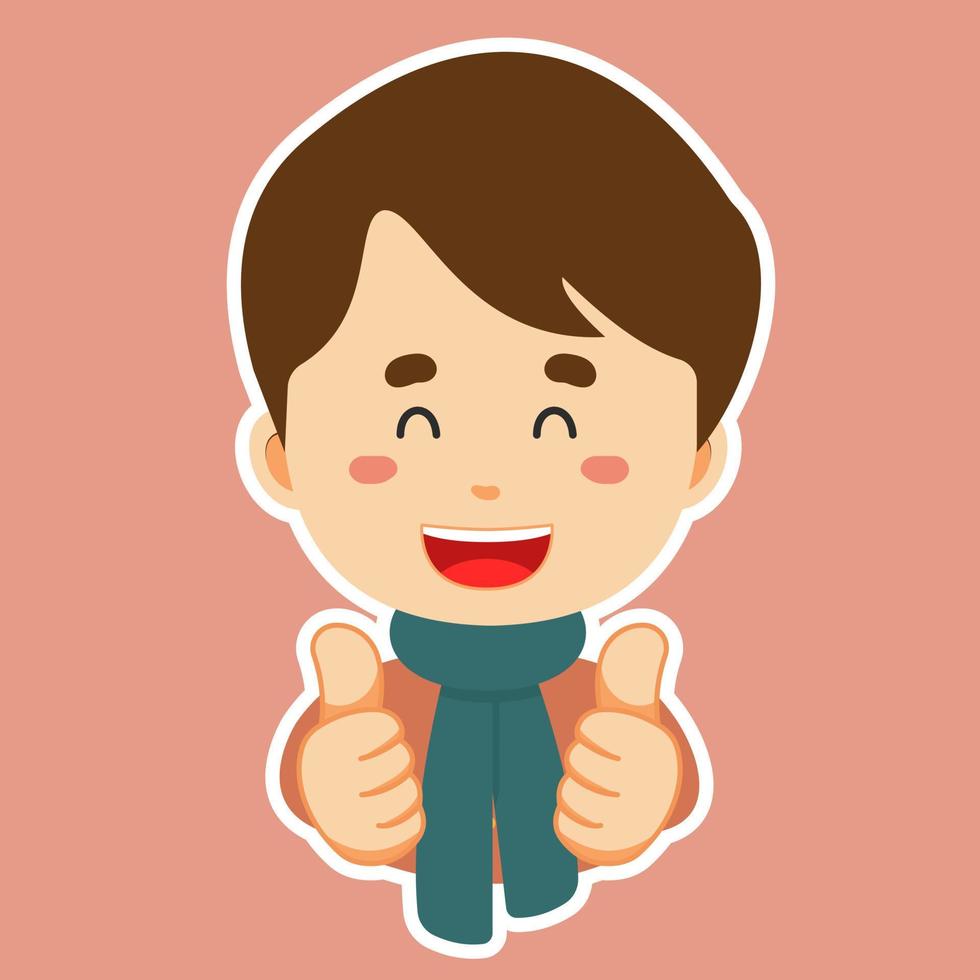 Happy Boy Character Sticker vector