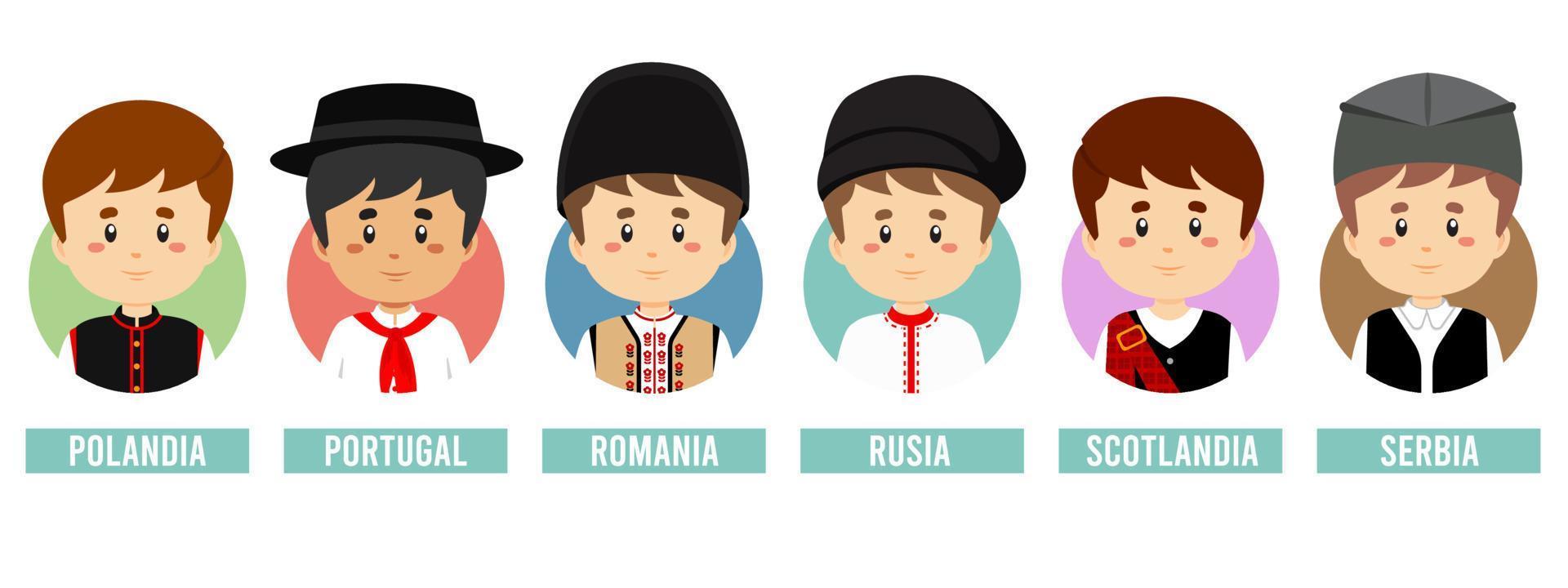 Set Avatars with Different Countries vector