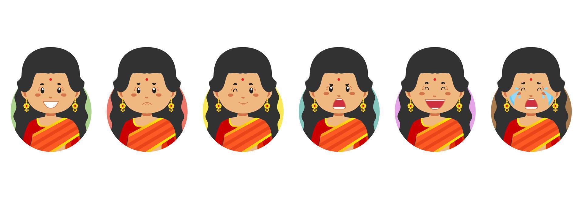 avatar de bangladesh con varias expresiones vector