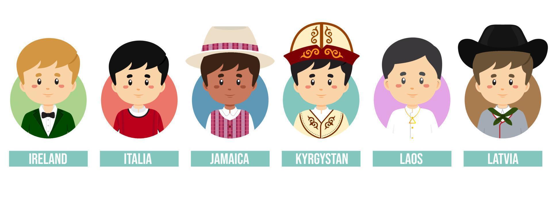 Set Avatars with Different Countries vector