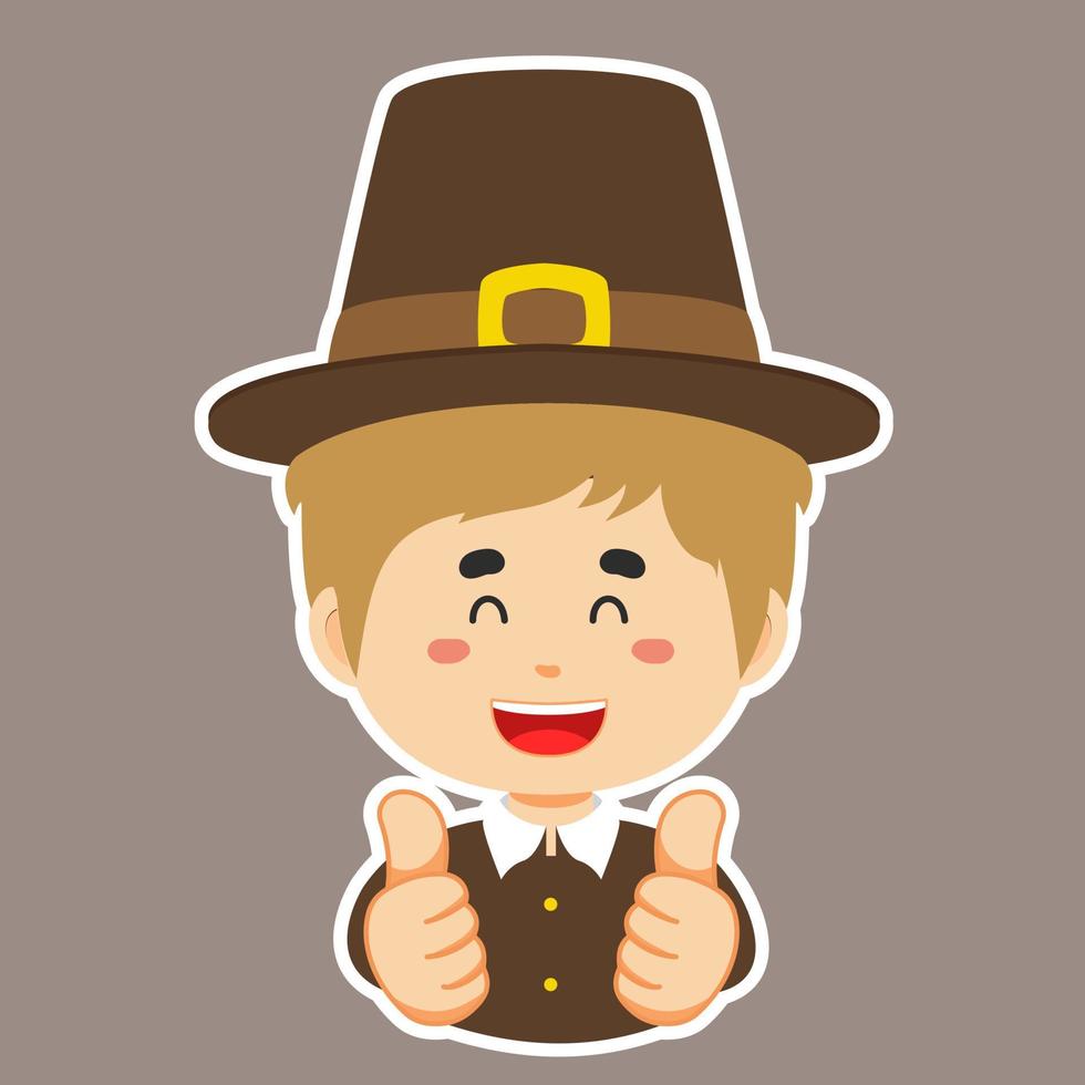 Happy Thanksgiving Character Sticker vector