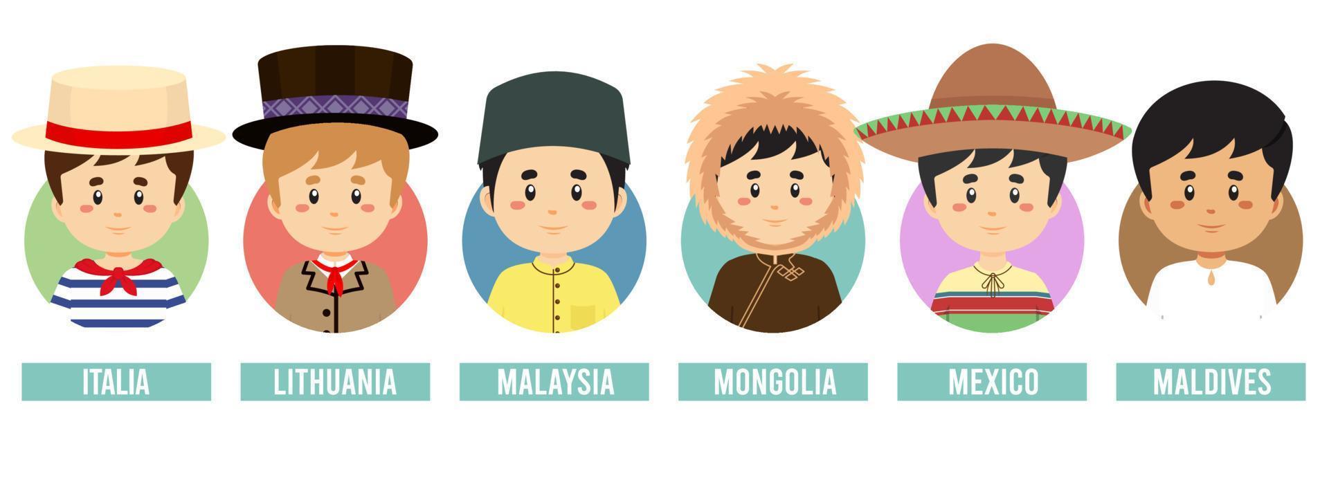 Set Avatars with Different Countries vector