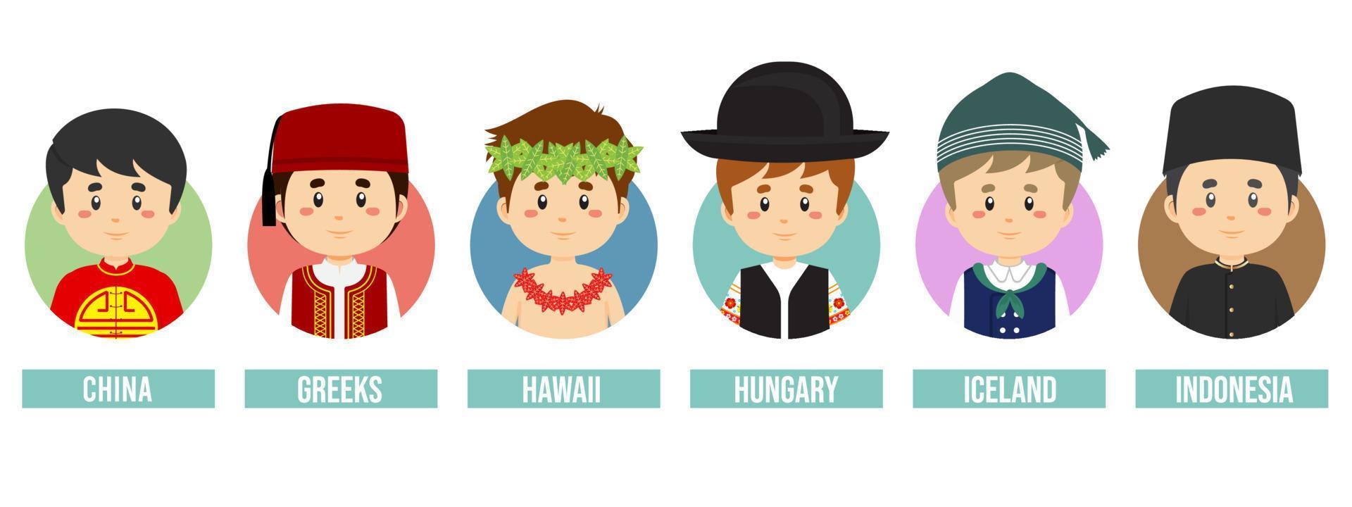 Set Avatars with Different Countries vector