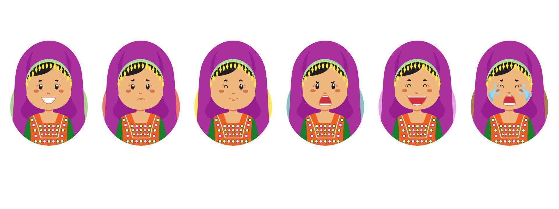 Afghanistan Avatar with Various Expression vector