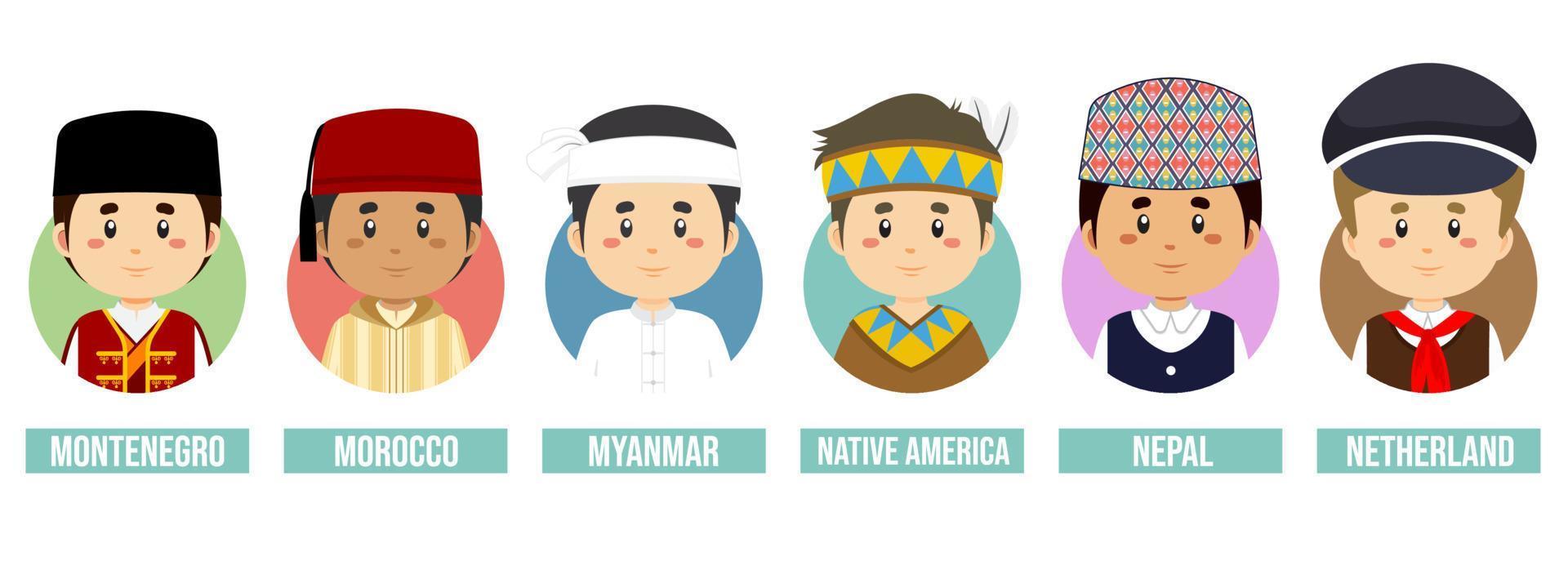 Set Avatars with Different Countries vector