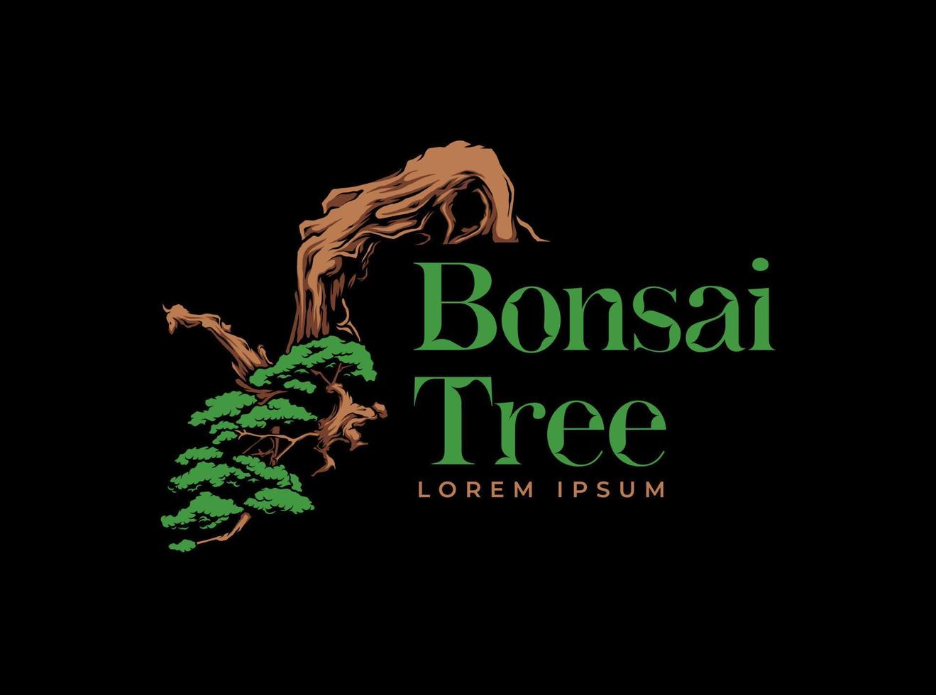 Illustration of Bonsai With Stem Pointing Down. vector