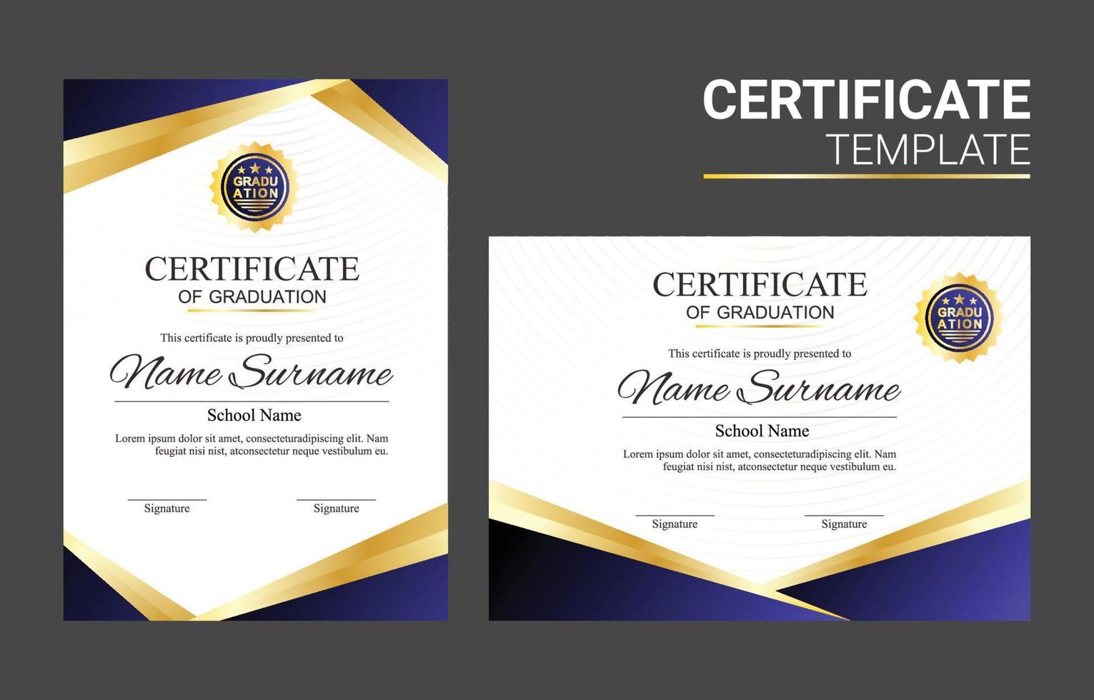 Certificate Template For School Or Graduation Concept vector
