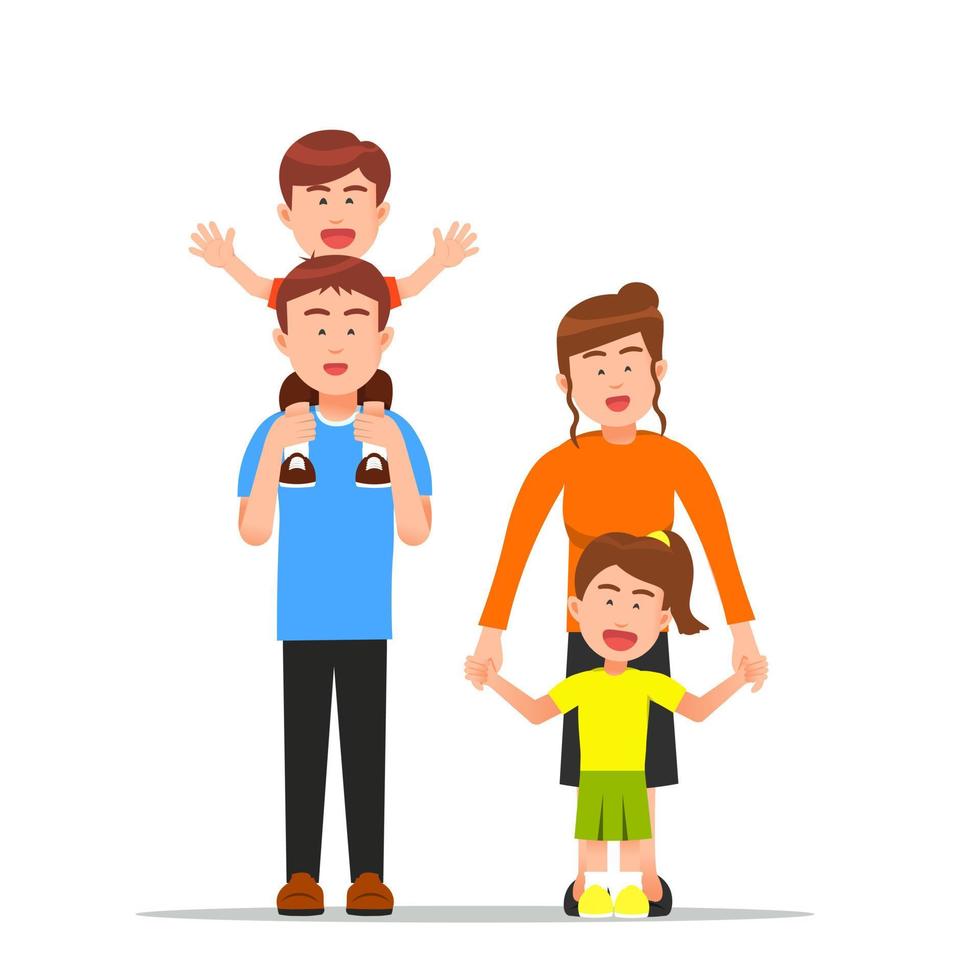 ilustración de una familia feliz mirando frente a la cámara para fotos memorables vector