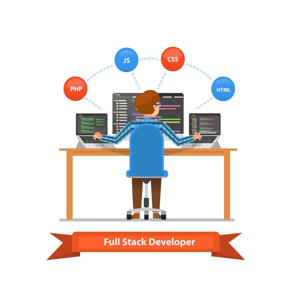 ilustración vectorial del programador de pila completa vector