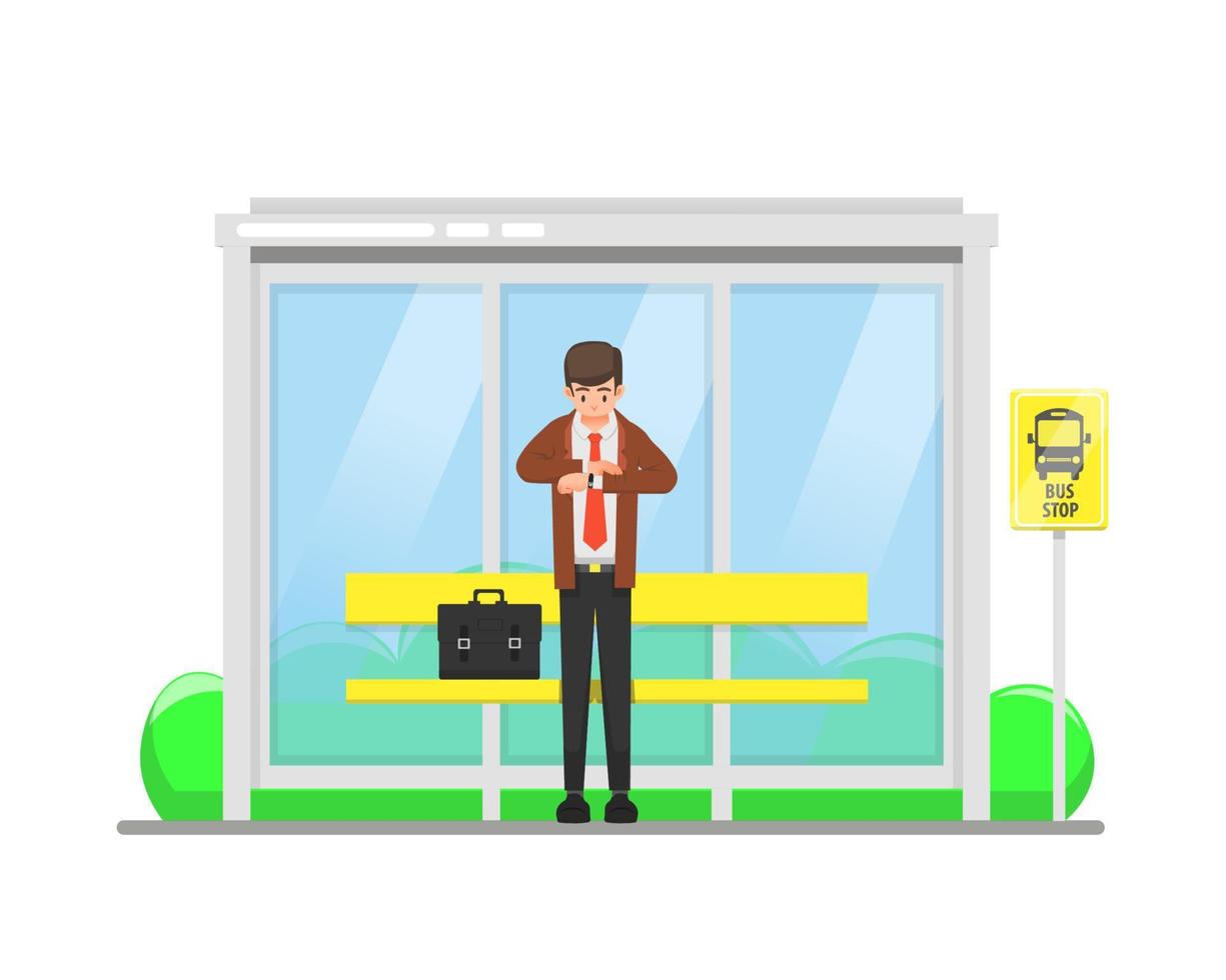 A man waiting for the bus vector