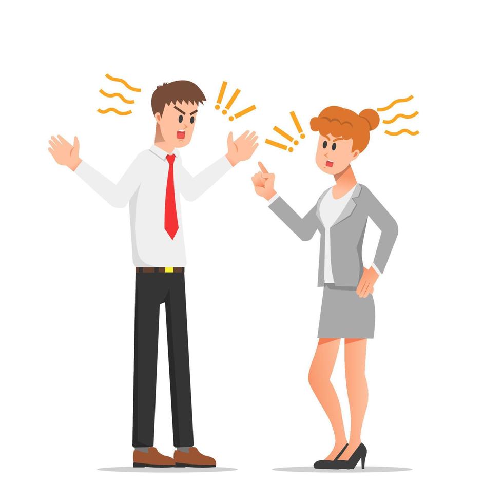 Man and woman fighting over work issues at the office vector