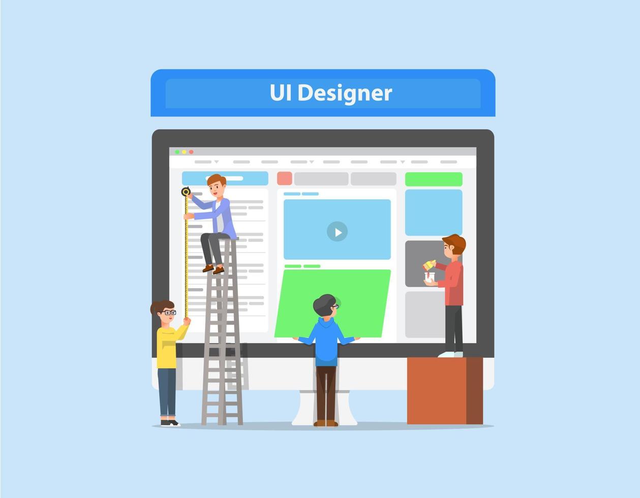 Illustration of user interface designer activities vector