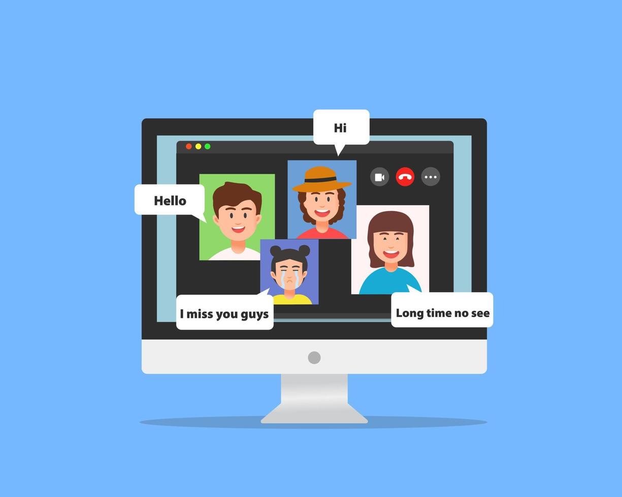 Concept of video chat group between friends vector