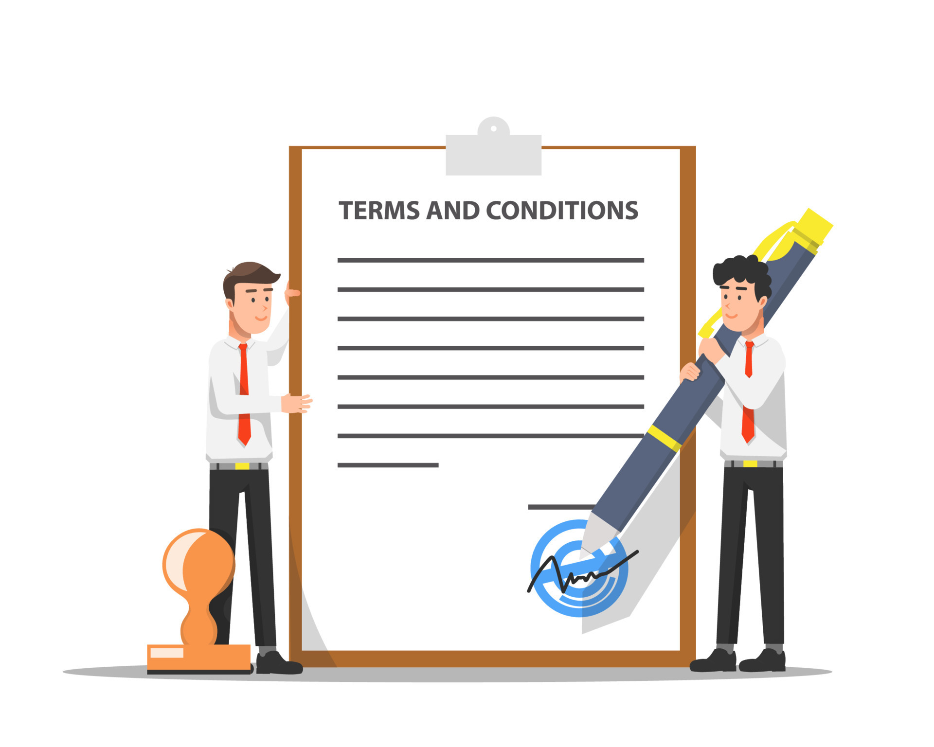 Two business people are finalizing the agreement terms and conditions  7942040 Vector Art at Vecteezy