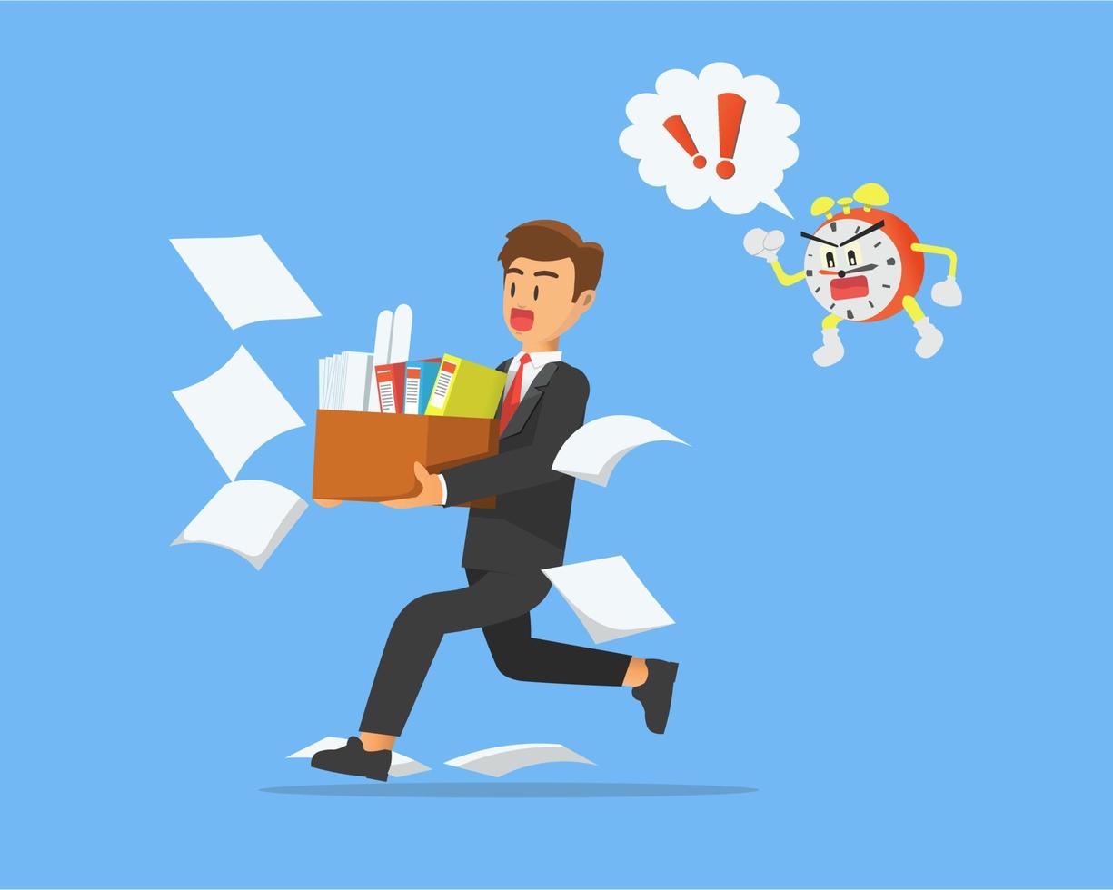 illustration of an employee to work in a hurry vector