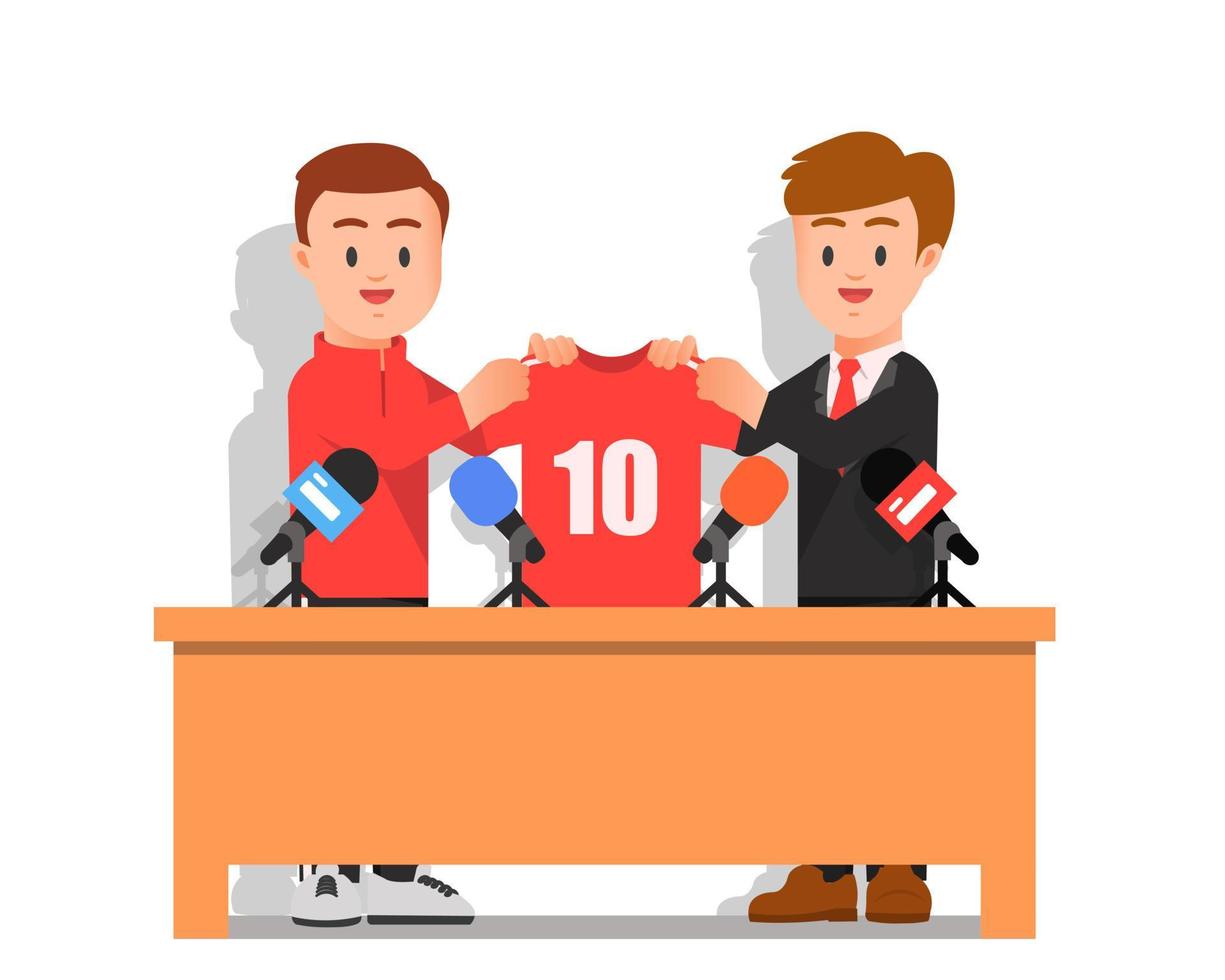 Football club held a press conference to sign new players vector