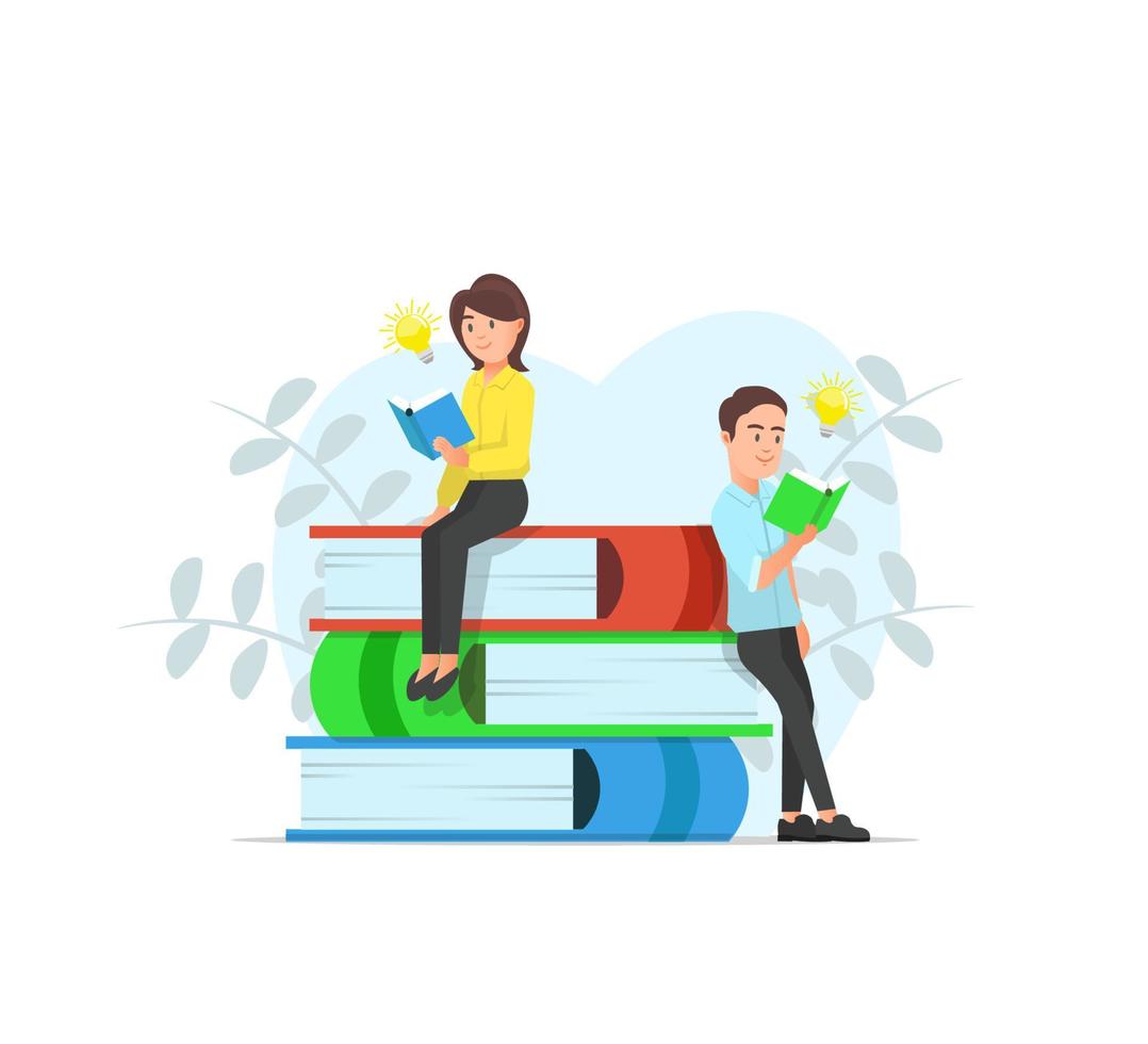 illustration of the activities of book lovers vector