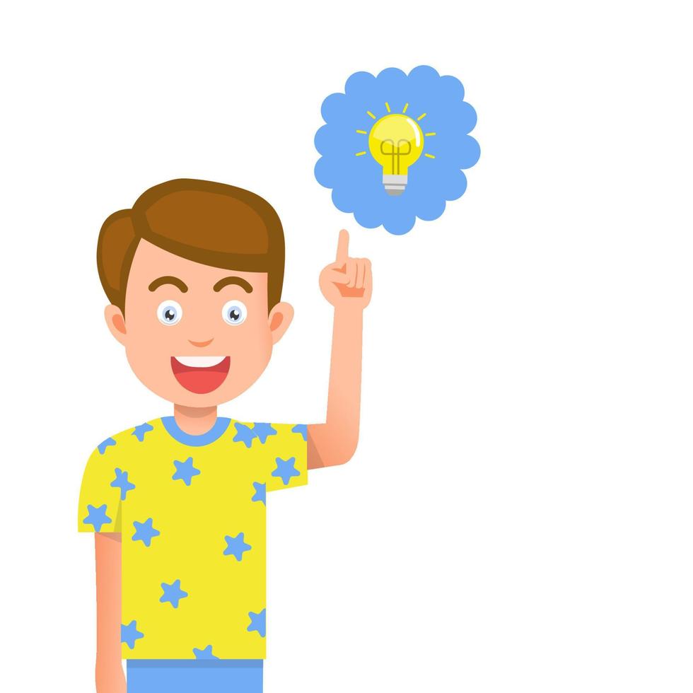 illustration of a boy who suddenly got an idea vector