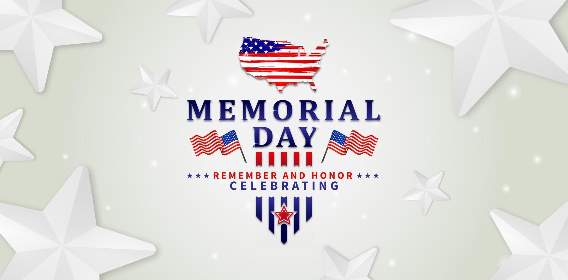 memorial day with star backgrounds for website banner, sign business, social media posts, advertising agency, wallpaper, backdrop, ads campaign, landing page, advertisement, greeting cards, header web vector