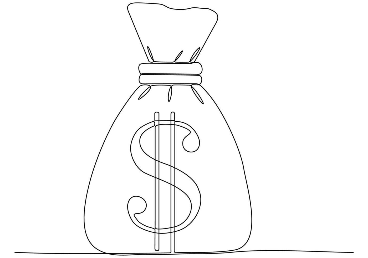 Continuous single line isolated vector object image, dollar sign