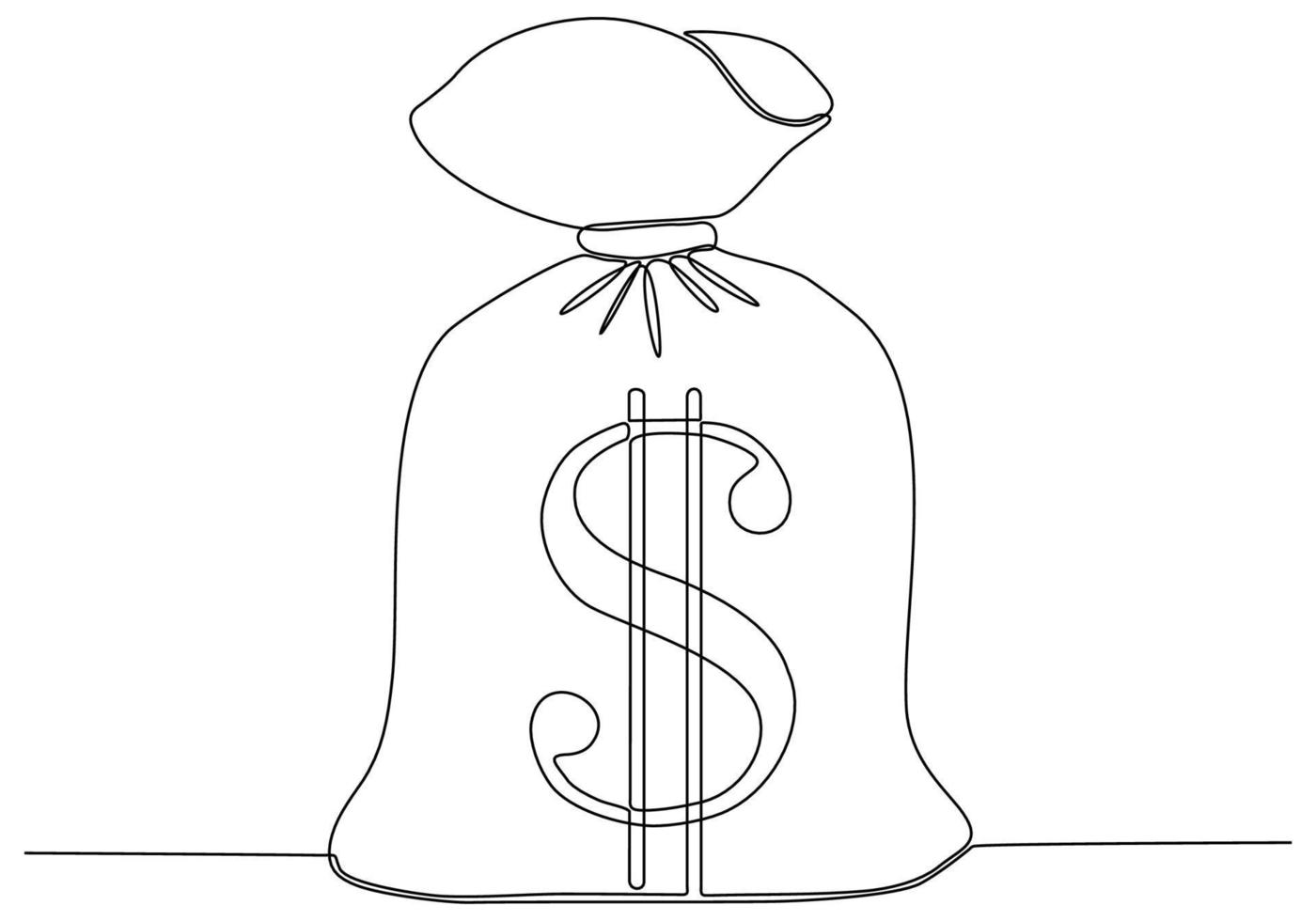 Continuous single line isolated vector object image, dollar sign