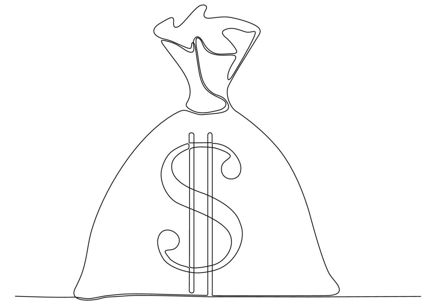 Continuous single line isolated vector object image, dollar sign