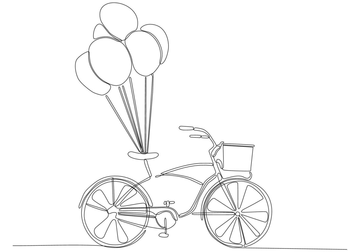 One Line Drawing or Continuous Line Art of a classic bicycle vector illustration. Hand drawn sketch of traditional transportation bicycle business concept. Minimalist healthy lifestyle