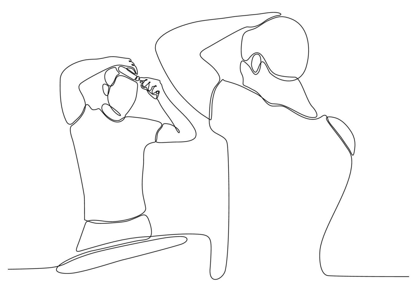 Continuous line drawing of man in mirror vector illustration