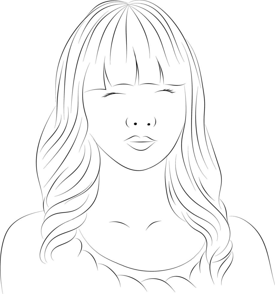 dibujo simple de una mujer con una ilustración de pelo largo vector