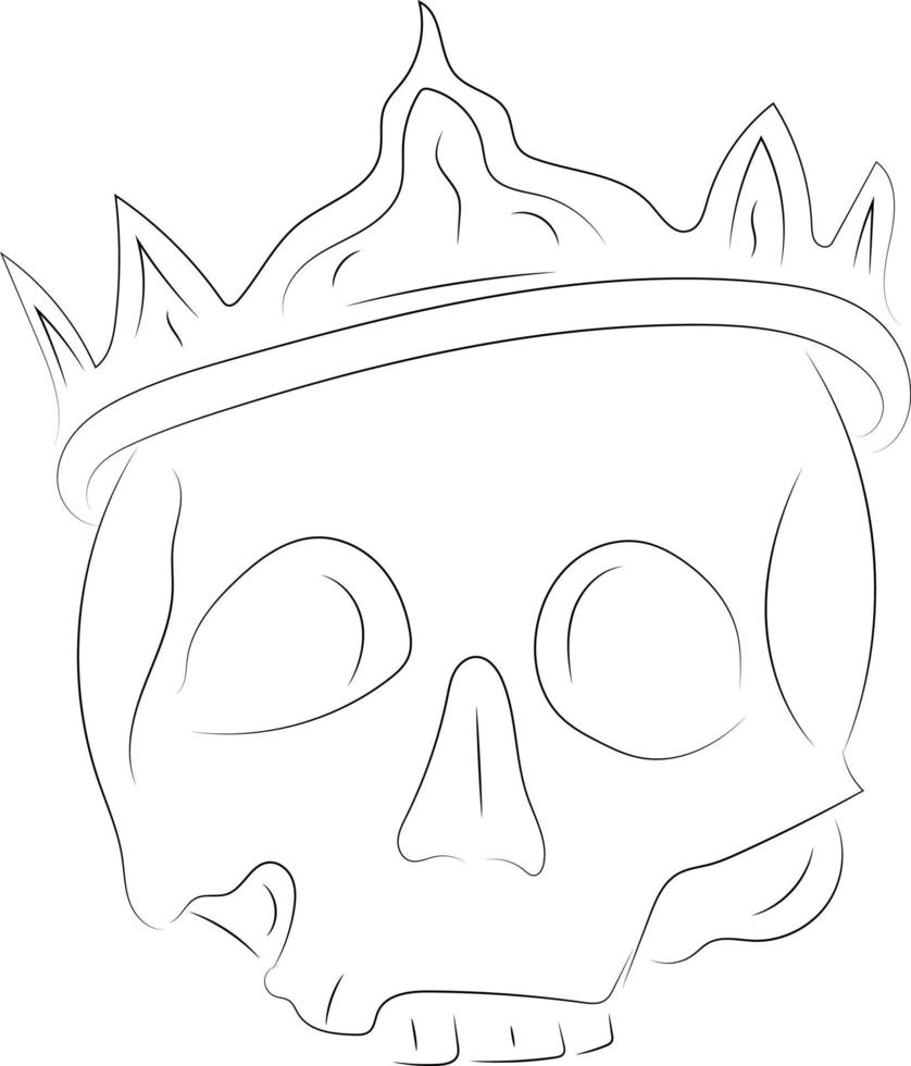 boceto dibujado a mano simple de un cráneo con una corona aislada vector