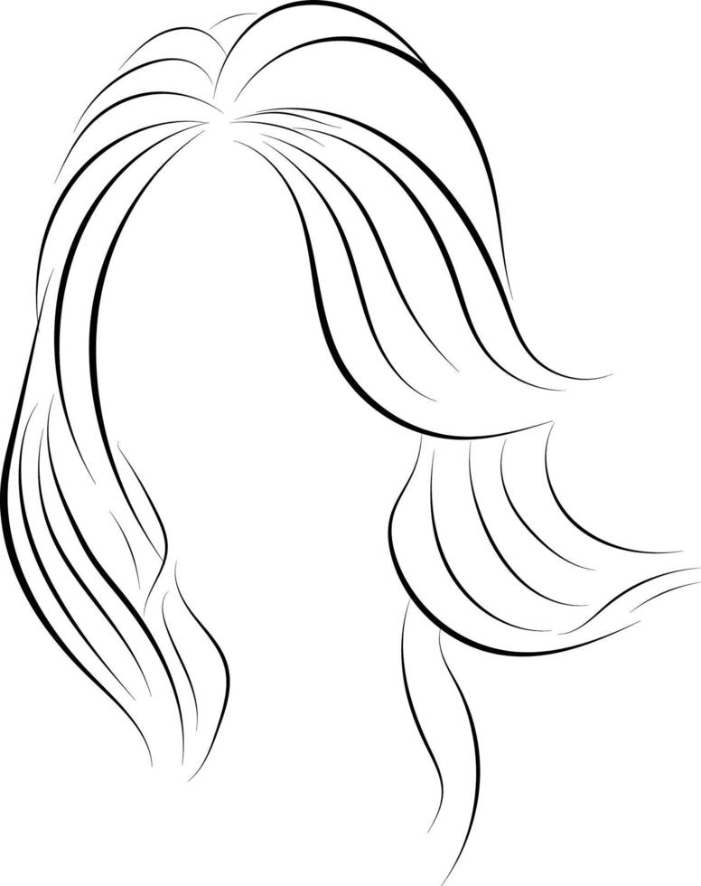 Simple Drawing of a Woman With a Long Hair Illustration vector