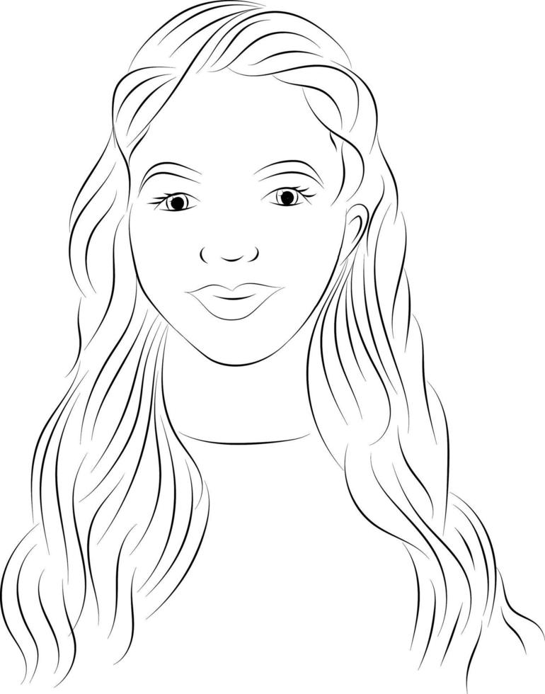 Simple Drawing of a Woman With a Long Hair Illustration vector