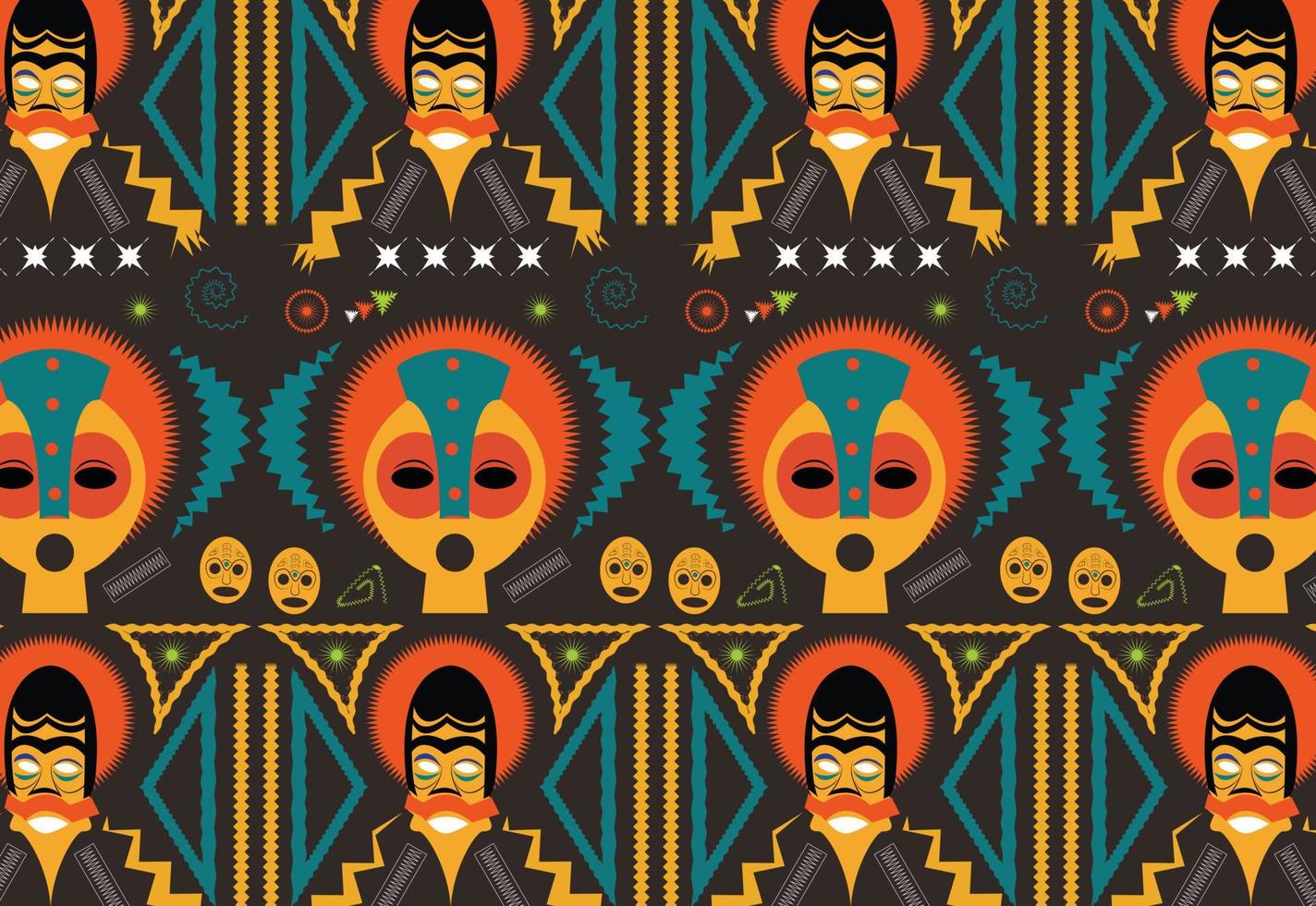 African ethnic design with Tribal mask ethnic, seamless pattern vector design.