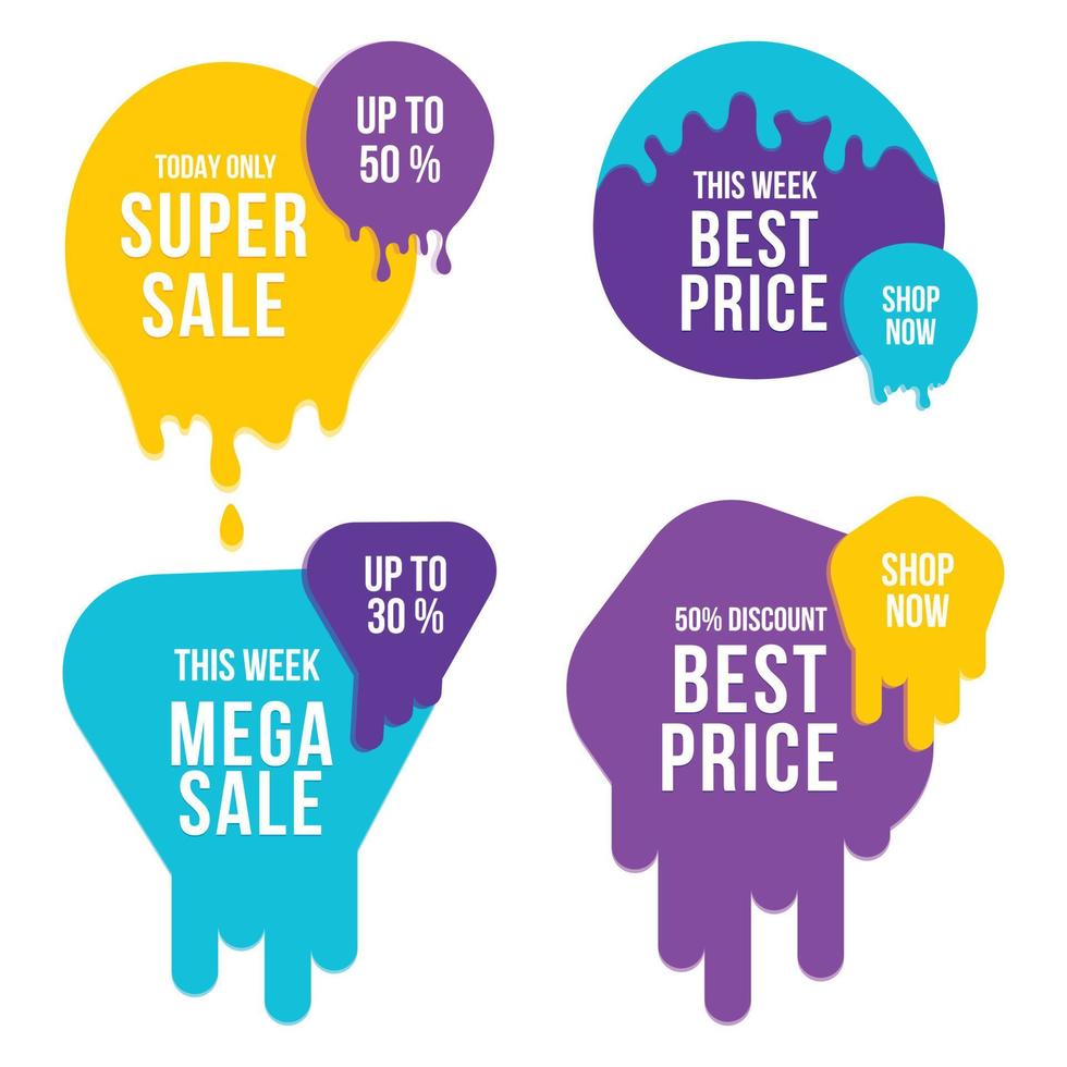Set of labels and badges. Special Offer, Big Sale, Discount, Mega Sale and Online Shopping Banner. vector