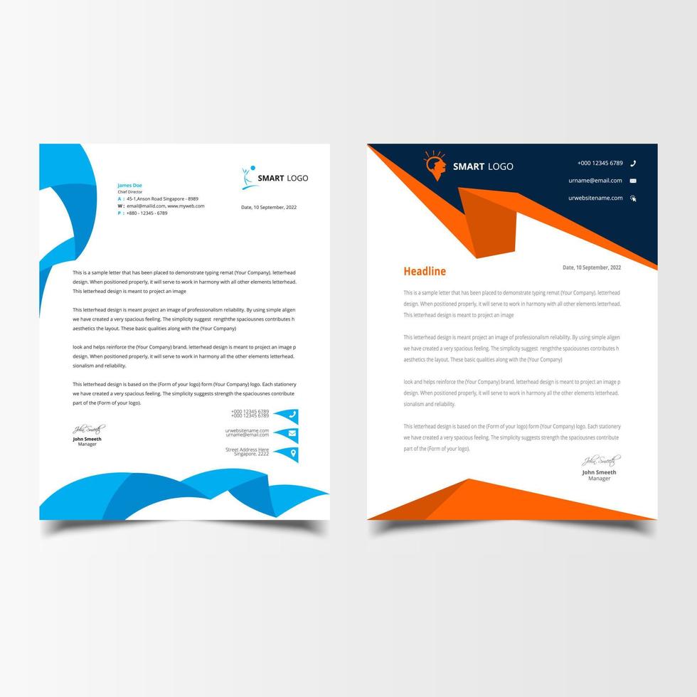 Abstract and waves letterhead design template. vector