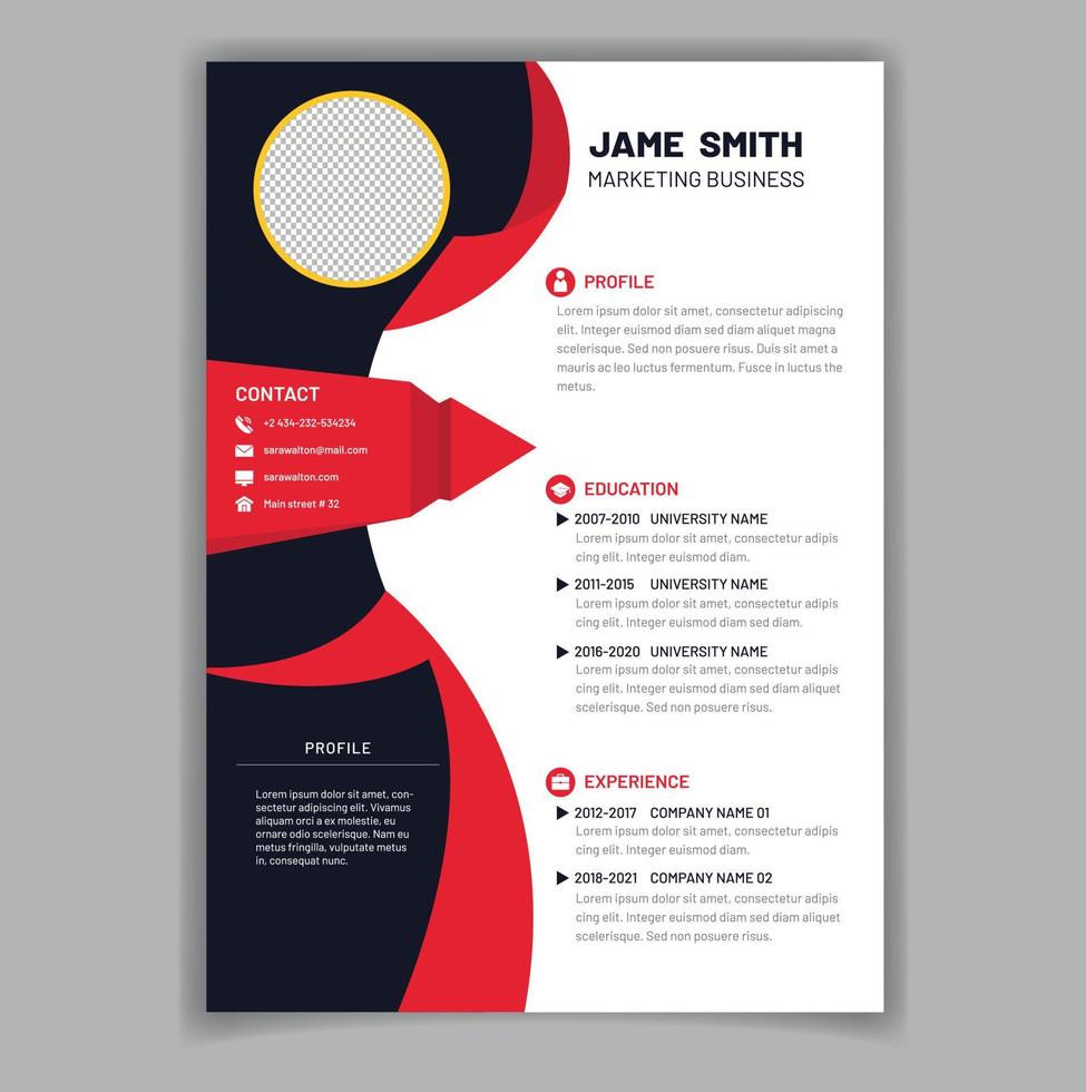 Modern resume or cv template vector