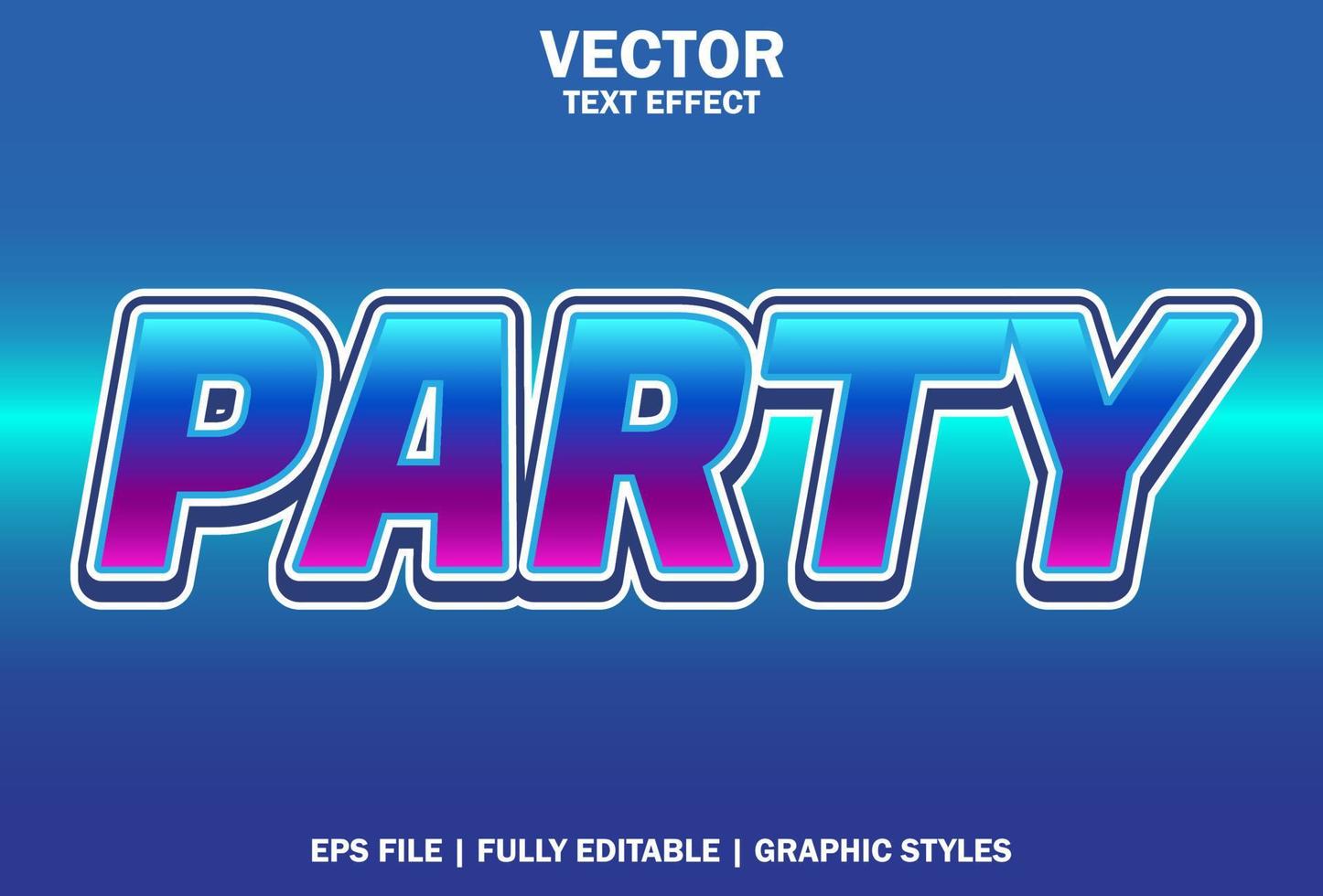 party text effect with purple color for promotion. vector
