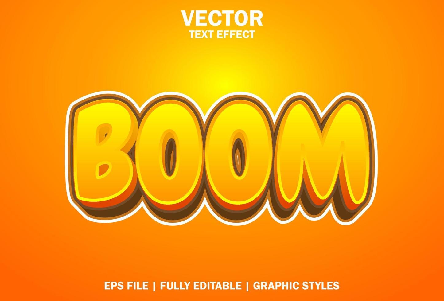 boom text effect with orange color for promotion. vector