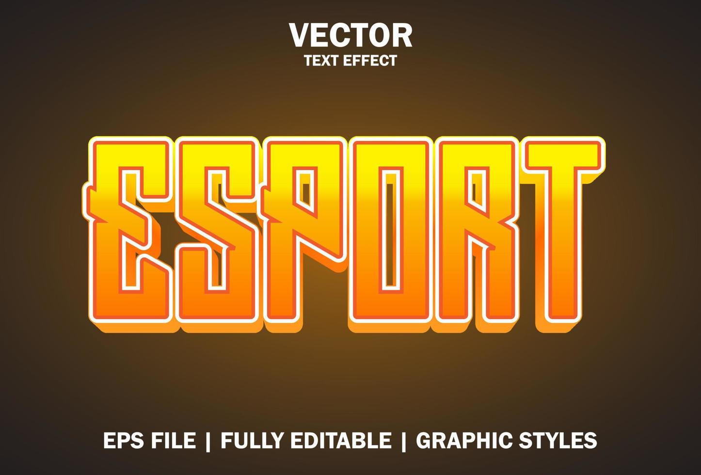 e sport text effect with orange color for brand vector