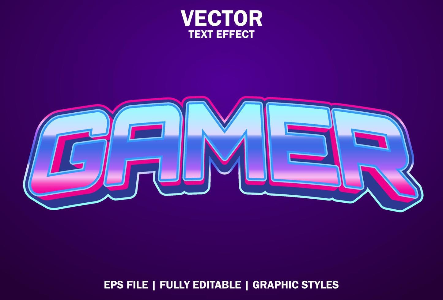 efecto de texto de jugador con color púrpura para el logotipo. vector