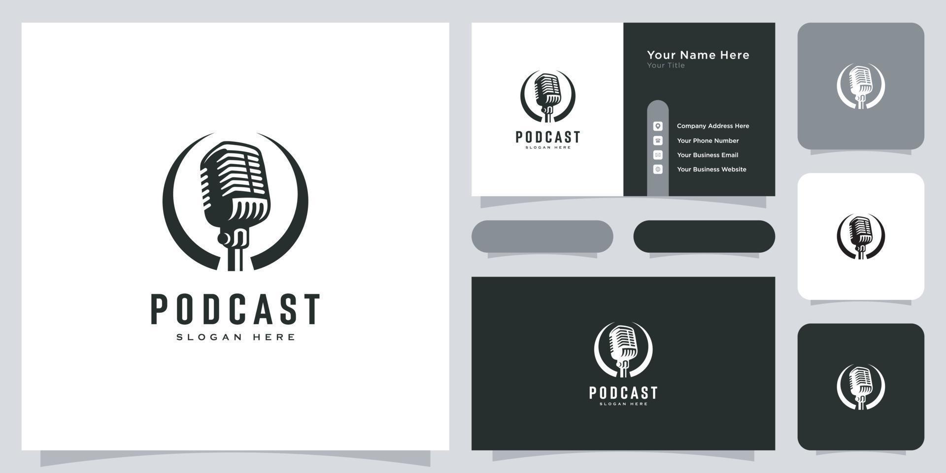 diseño de vector de logotipo de icono de podcast de mezcla